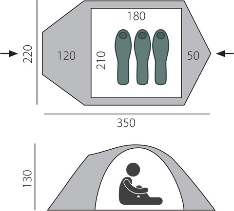 Картинка палатка туристическая Btrace canio 3 зелено-бежевый - 2