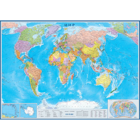 Карта мира политическая настенная Атлас Принт 1:17 млн