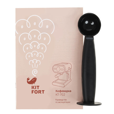 Кофеварка рожковая KITFORT КТ-702, 1100 Вт, объем 1 л, 15 бар, ручной капучинатор, черная, KT-702