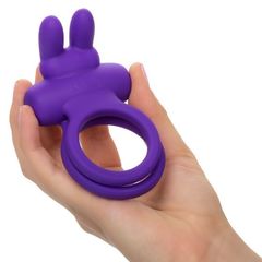 Фиолетовое двойное эрекционное кольцо Silicone Rechargeable Dual Rockin Rabbit - 