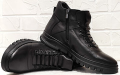 Кожаные кроссовки ботинки зимние мужские Komcero 1K0531-3506 Black.