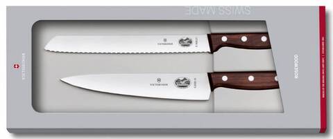 Набор Victorinox кухонный, 2 предмета, лезвие прямое и волнистое, рукоять из палисандрового дерева