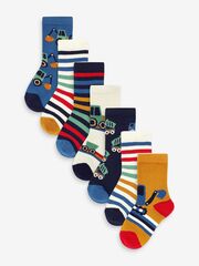 Носки хлопковые для мальчика Next 112-238, 7 шт., Синий, Белый, Горчичный