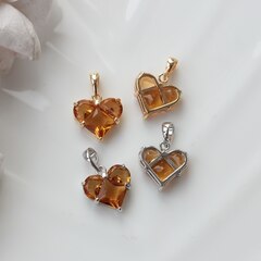 Подвеска Сердце с коричневым фианитом, 14 мм, позолота, П441