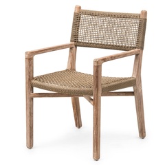 Кресло Gommaire тик/плетеная ткань серый 55х61х83 Fiona