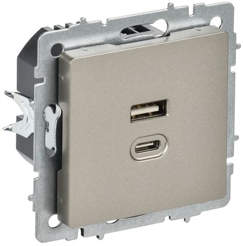 BRITE Роз. USB A+C 45Вт высокоск. зар. РЮ11-2-БрШ шамп. IEK