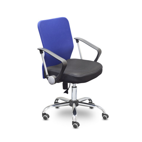 Кресло офисное Easy Chair 203 черное/синее (ткань/сетка/пластик/металл)