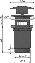 A392 BLACK Донный клапан сифона для умыв. click/clack 5/4