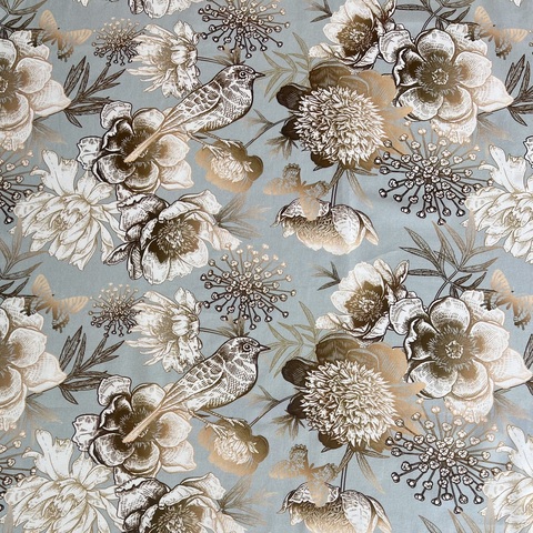 ЗОЛОТИСТЫЕ ПТИЦЫ И ЦВЕТЫ 100% хлопок