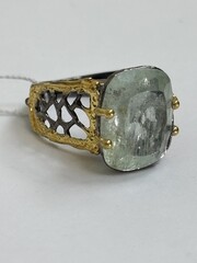 Янина-аквамарин (серебряное кольцо с позолотой)