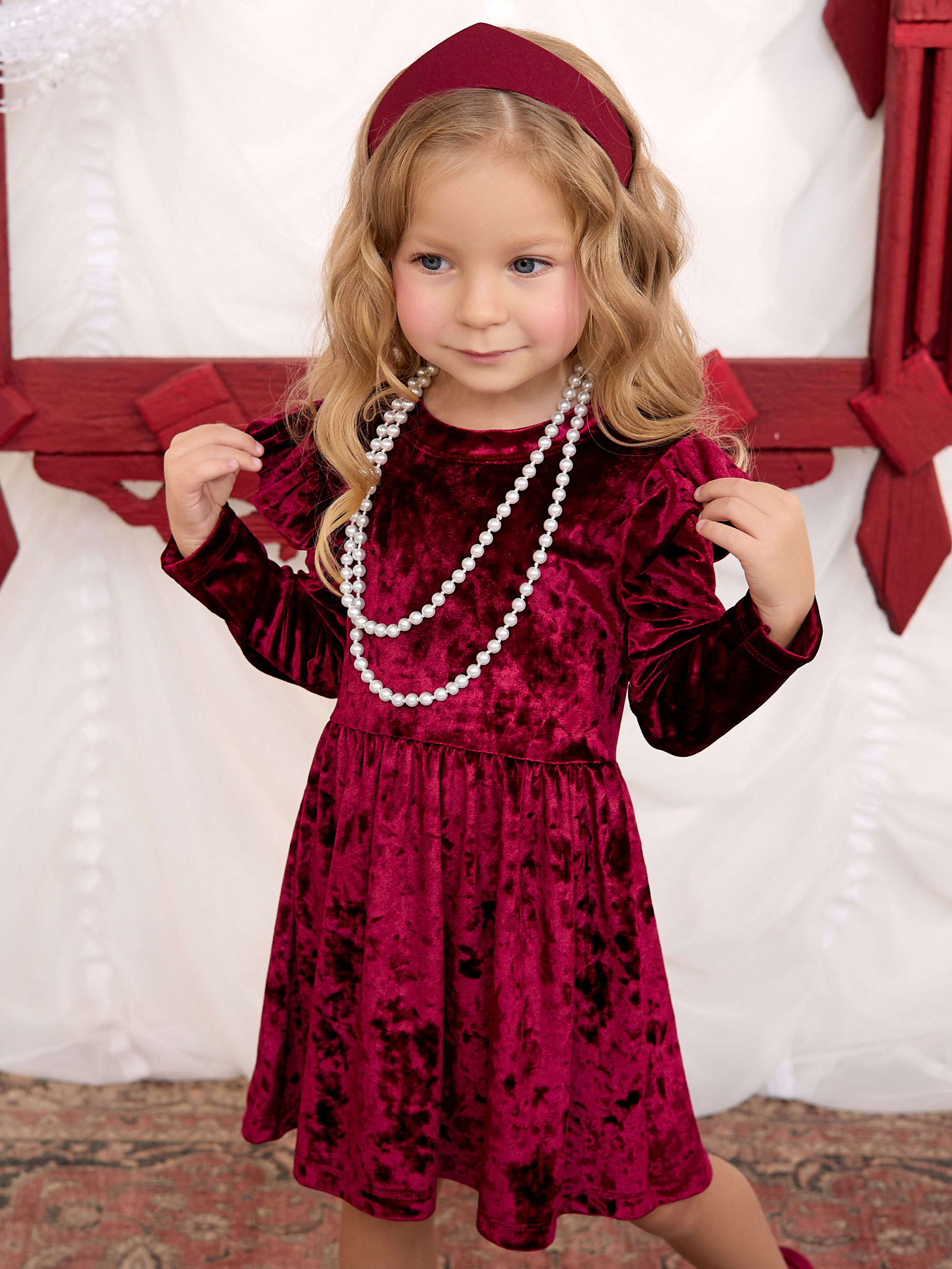 Платье Фея бархат бордо