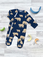 Утеплённый комбинезон с закрытой ножкой Mjölk Sleep and Play Бурые мишки