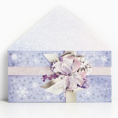 Открытка-конверт, Зимний подарок, глиттер, 16,5*8 см, 5 шт.