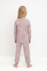 пижама  для девочки  К 1561/розово-сиреневый,контурные цветы