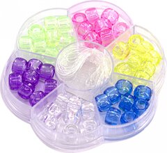 
          Набор для создания украшений-бусины Alingar, 80х80х12 мм, "Колечки", 1 вид бусин(6 цв.), 1х1,1 м леска, пластик. пенал