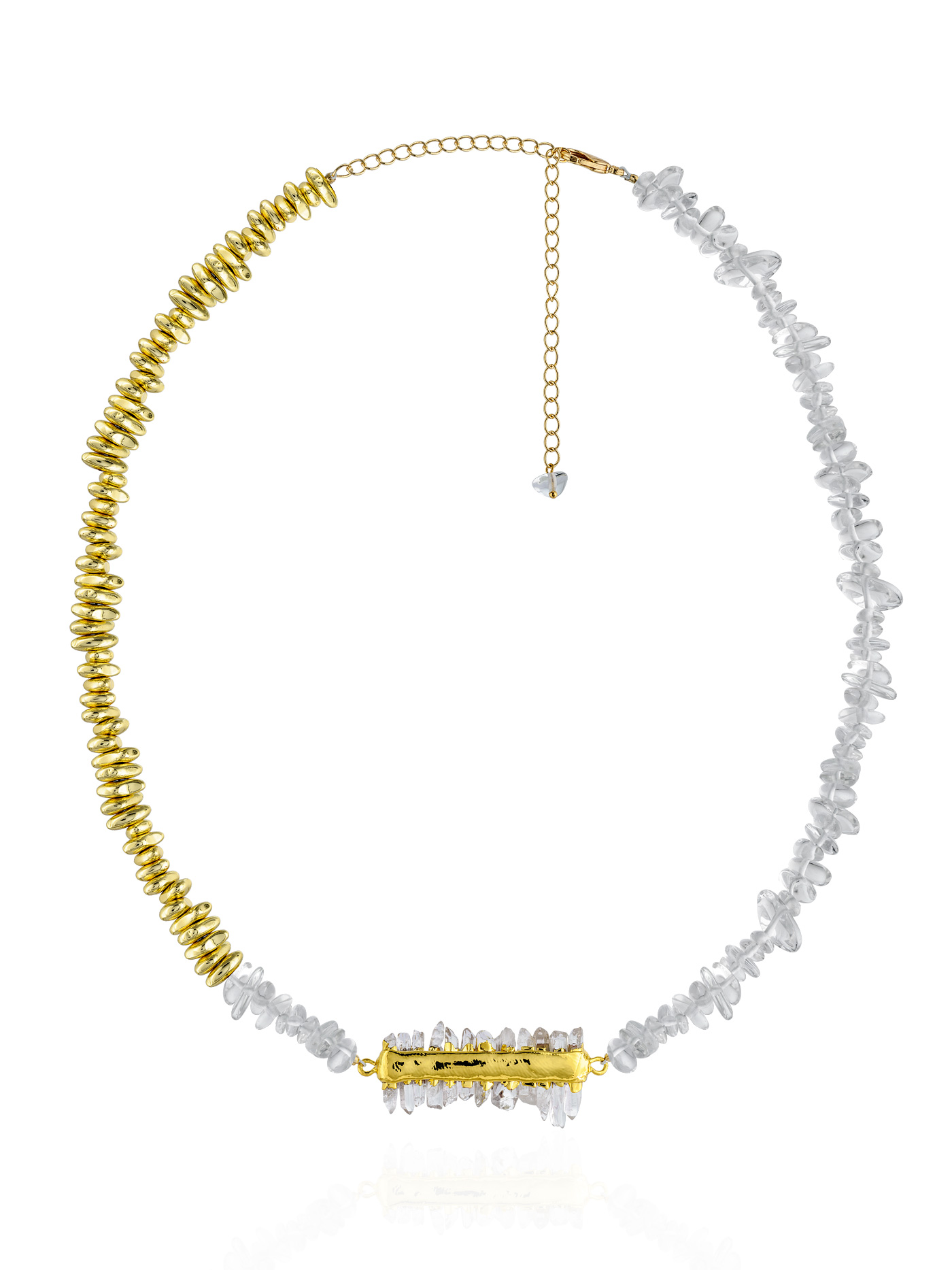 Колье чокер с горным хрусталем и гематитом