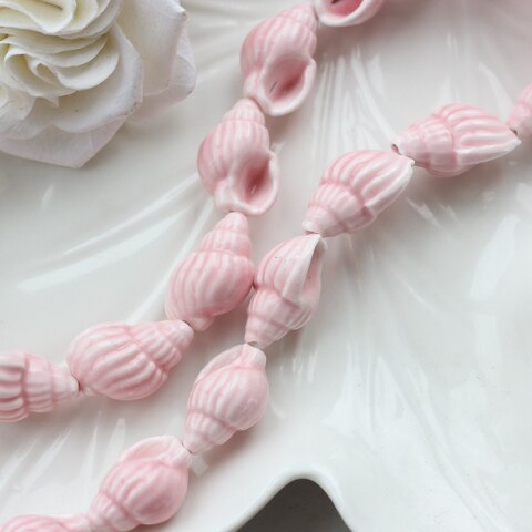 УЦЕНКА!!! Подвеска фарфоровая Ракушка розовая 21*14 мм, У051