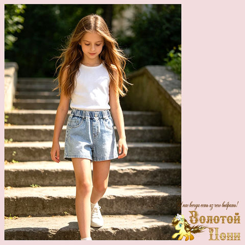 Шорты джинс/стразы д (6-12) 260424-HN-1851