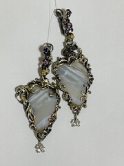 Сардоникс (серьги из серебра)