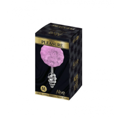 Анальный плаг Alive Fluffy Twist розовый M: 8х3,4 см