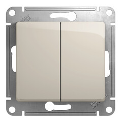Schneider Electric Glossa Молочный Выключатель 2-клавишный схема 5, 10AX, механизм IP20 скрытая установка 308625