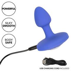 Синяя анальная вибропробка Small Rechargeable Vibrating Probe - 7,5 см. - 