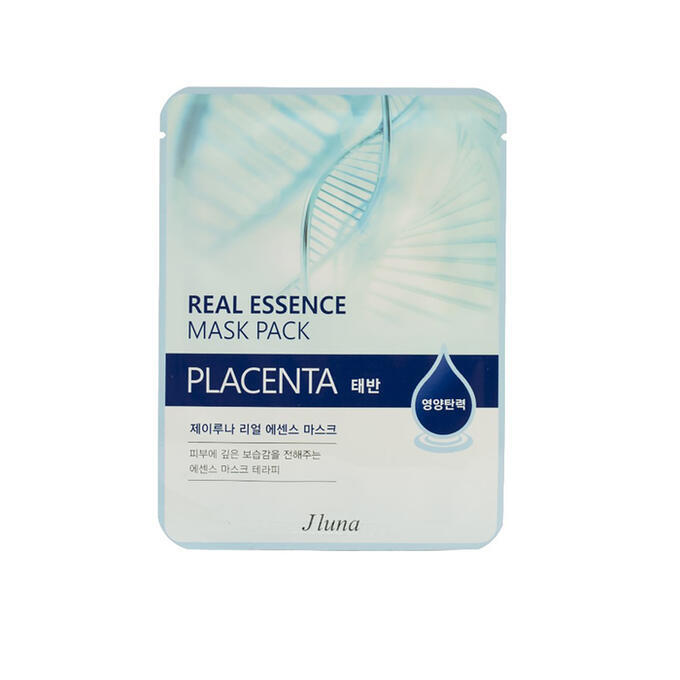 Тканевая маска с плацентой JLUNA real Essence Mask Pack placenta, 25мл. Тканевая маска для лица placenta real. Тканевая маска с витаминами, 25мл, JLUNA. JLUNA маски для лица. Really essential