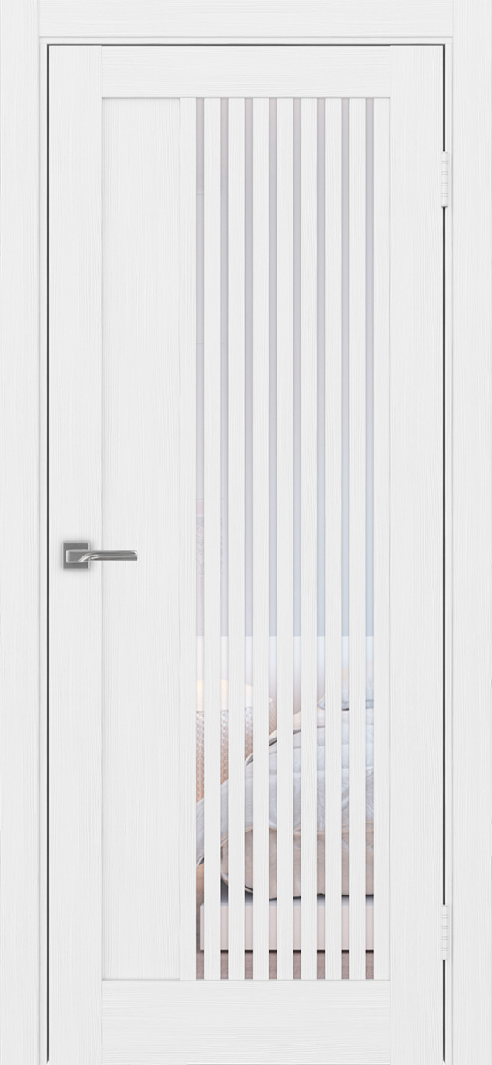 Дверь межкомнатная Оптима Порте Турин 544.12, цвет белый лед, экошпон, стекло прозрачное