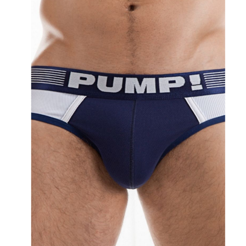 Мужские трусы брифы белые с синей вставкой PUMP! PM3-M245