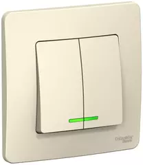 ВЫКЛ.2-кл.С/У подсветка, 10А 250B, МОЛОЧНЫЙ BLNVS010512