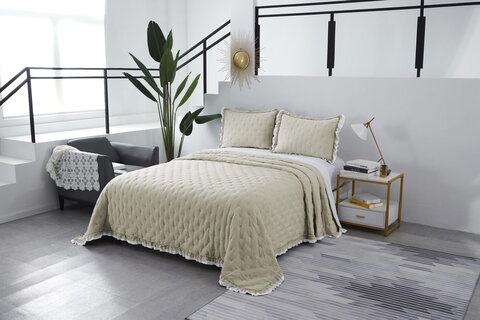 Покрывало 160x220 Sofi De MarkO Элизабет №15 бежевое-белое