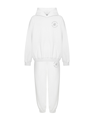 Комплект: толстовка и брюки из футера на кнопках белый