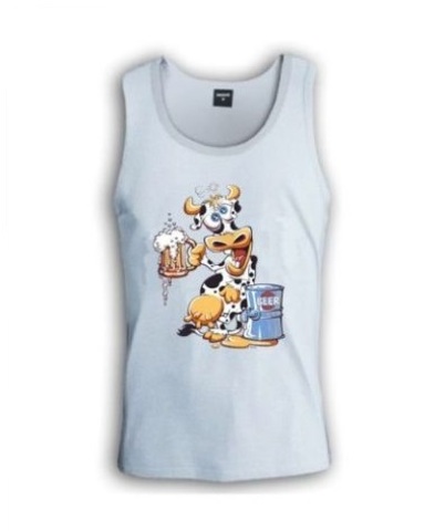 T-Shirt - Funny Singlet Cow Drink Beer