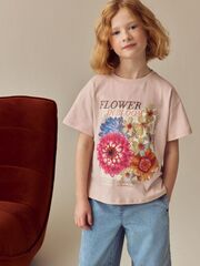 Джинсы и футболка в комплекте для девочки Next AG8-886, Голубой, Розовый