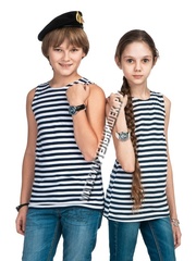 Купить Детская майка-тельняшка ВМФ (темно-синяя полоса) в Магазине тельняшек