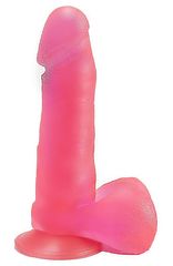 Розовый гелевый фаллоимитатор на подошве-присоске - 16 см. - 