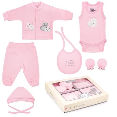 Набор одежды для детей FIMBABY 200077 от 0 до 6 мес. 7 предметов (р.56 розовый цвет)