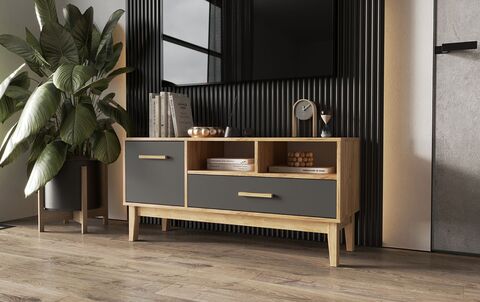 Тумба Кельн ТВ (1200) (Графит, Дуб Крафт )