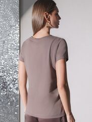 Нарядная футболка с блестящим принтом фольгой  D49.135 (131394)