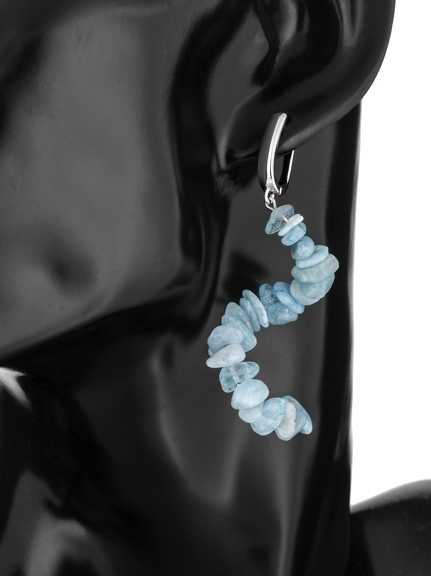 Длинные серьги с аквамарином