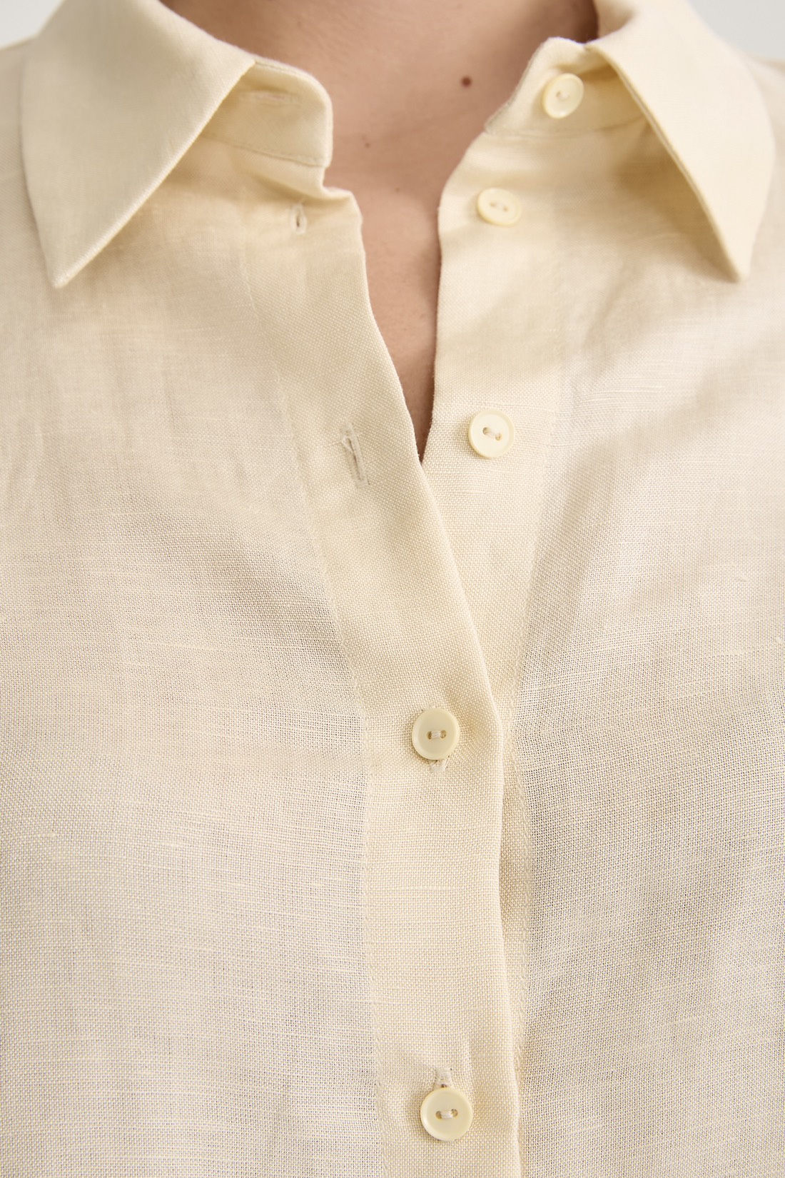 Рубашка с длинным рукавом изо льна, сливочный
