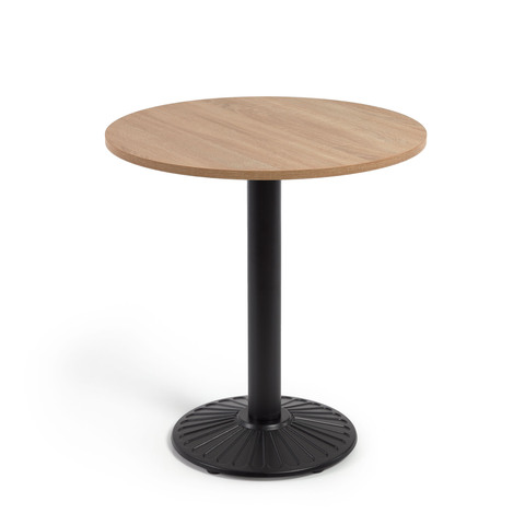 Tiaret Круглый стол из меламина в натуральной отделке с черной металлической ножкой Ø 69,5 см