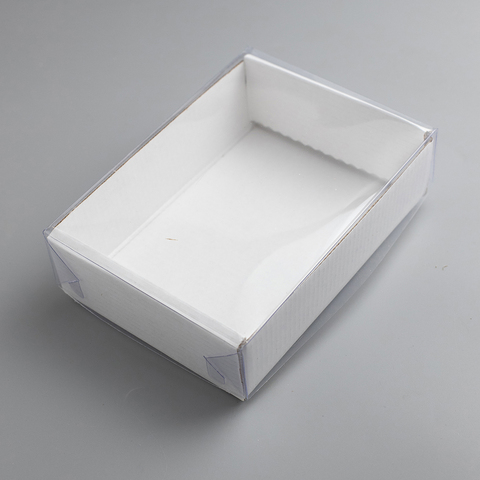 Коробка на одно мыло БЕЛАЯ с прозрачной крышкой 11х9х4,5 см (№44)