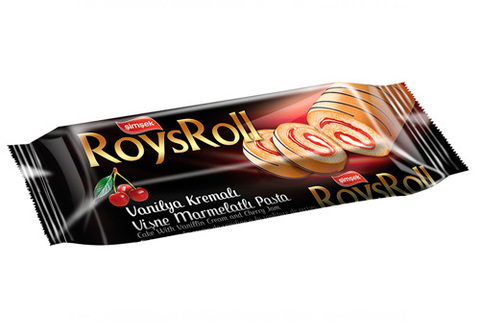 Рулет Ройс с ванильным кремом и вишневым джемом, 90г