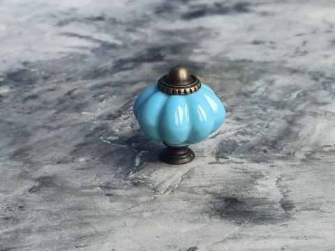 Ручка мебельная керамическая голубой