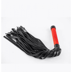 Плеть из натуральной кожи с атласной ручкой красная Romantic Arsenal