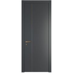 Межкомнатная дверь 41PWB графит с латунным молдингом