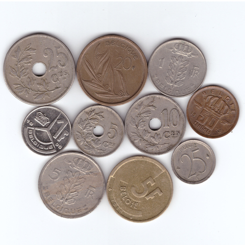 Набор монет 10 шт Бельгия (№ 2)