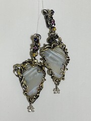 Сардоникс (серьги из серебра)