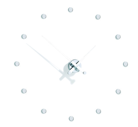Часы Nomon Rodon 12 i WHITE, (основа - хромированная сталь/стрелки - белый лак). D=70см